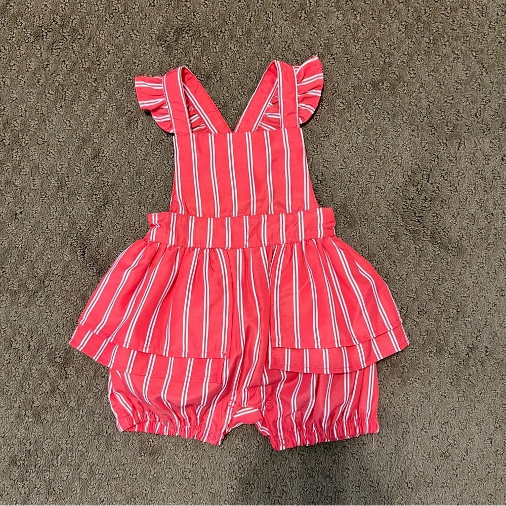 Habitual Pink and White Jumpsuit with Ruffle Details